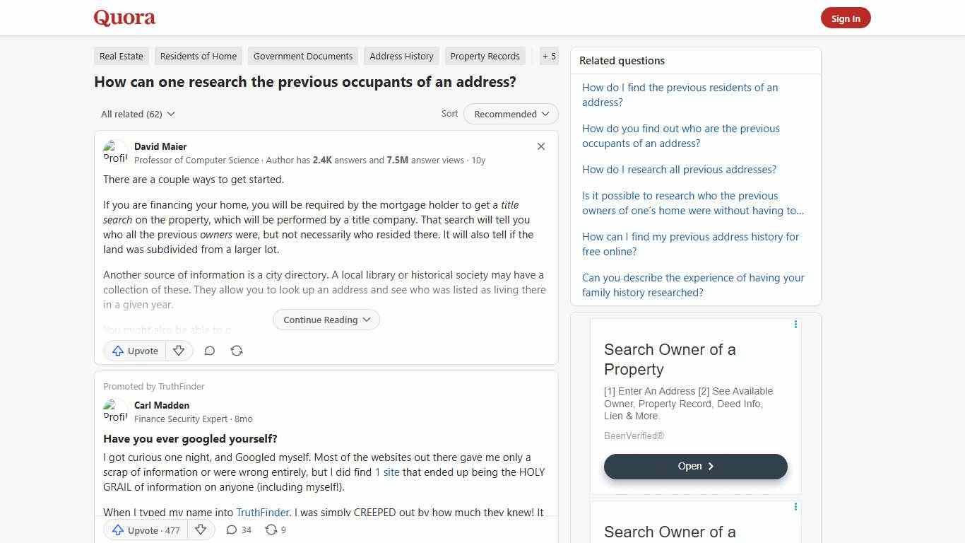 How can one research the previous occupants of an address? - Quora