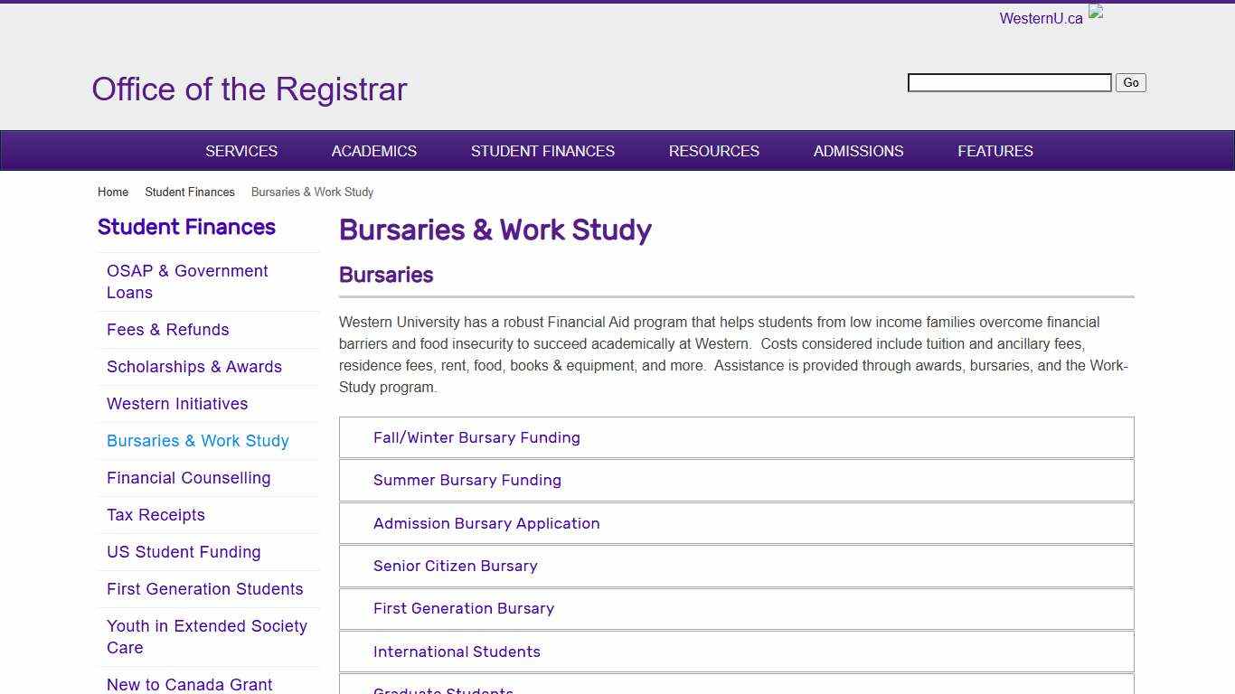 Bursaries & Work Study - Office of the Registrar - Western University